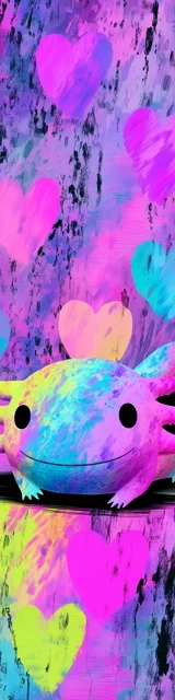 Free kawaii axolotl bookmark featuring a bright bookmark of kawaii axolotl